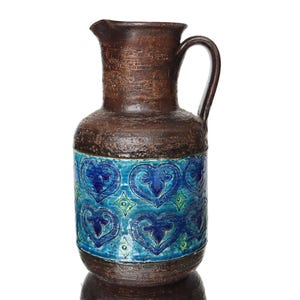 Large BITOSSI Ceramic Vase in Rimini Blue, Moresco Pattern, Italy