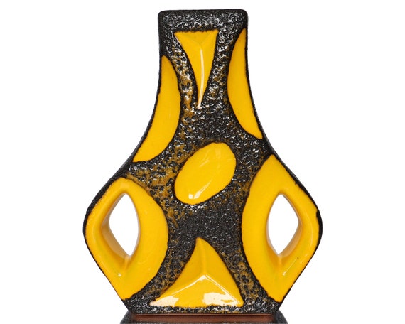 Yellow ROTH Guitar Vase With Black Fat Lava Decor, Model 312 - Etsy