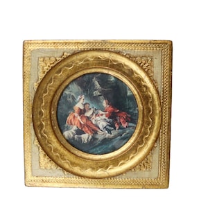 Wooden Florentine Picture Frame in Beige & Gold