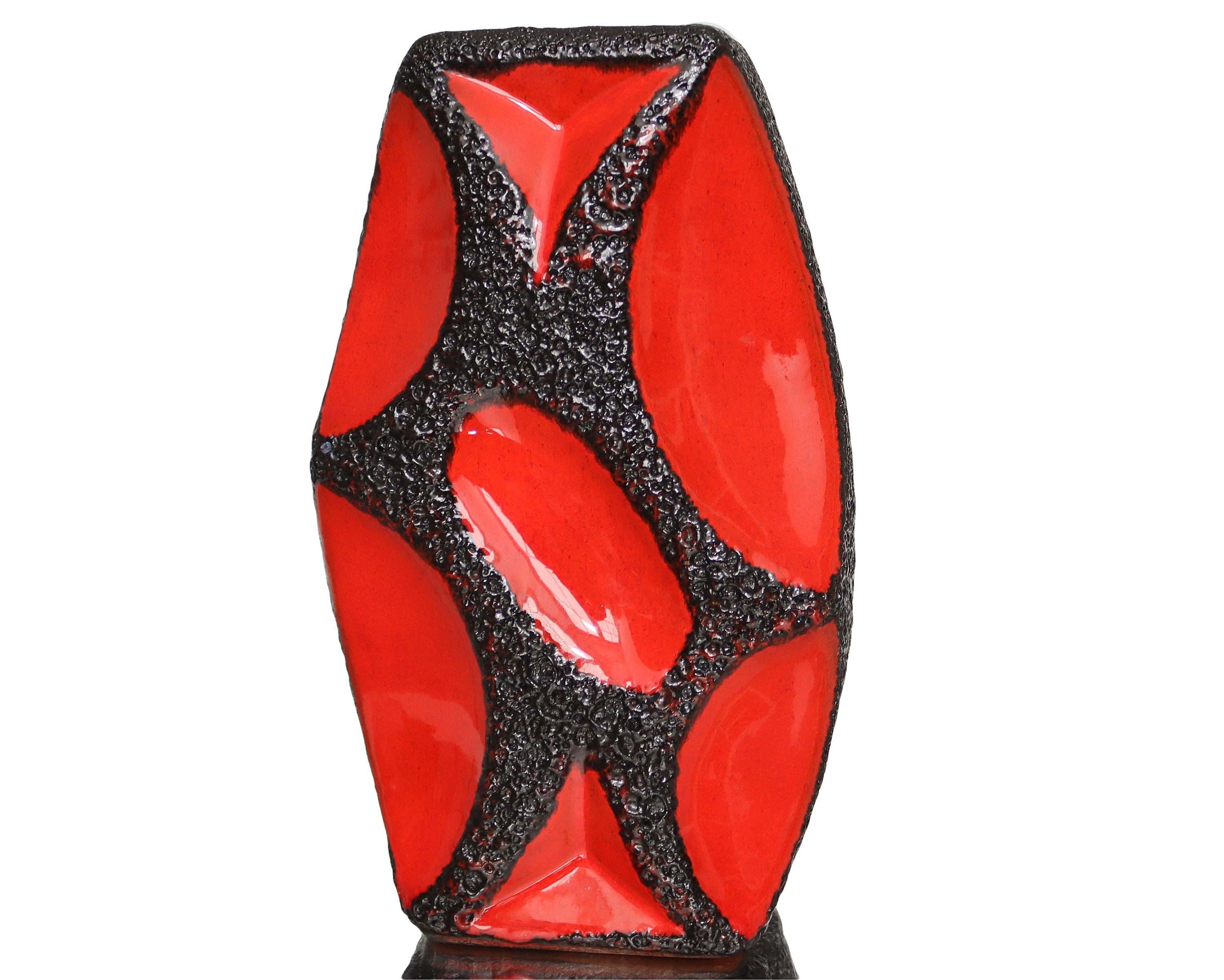 【Fat Lava】Roth Ceramic 赤×黒　フラワーベース Large ROTH Ceramic Vase Lozenge in Red & Black, Model 311 - Etsy UK