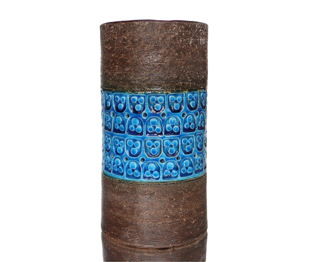 BITOSSI Ceramic Vase in Rimini Blue, Trifoglio Pattern, Italy - Etsy