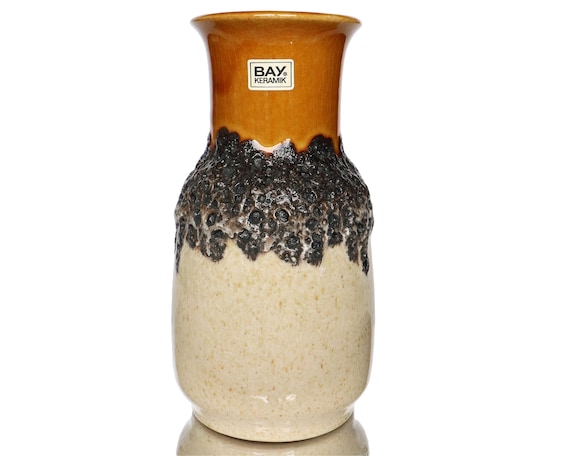 BAY Ceramic Vase, Fat Lava Glaze, Model 82-20, West German Pottery