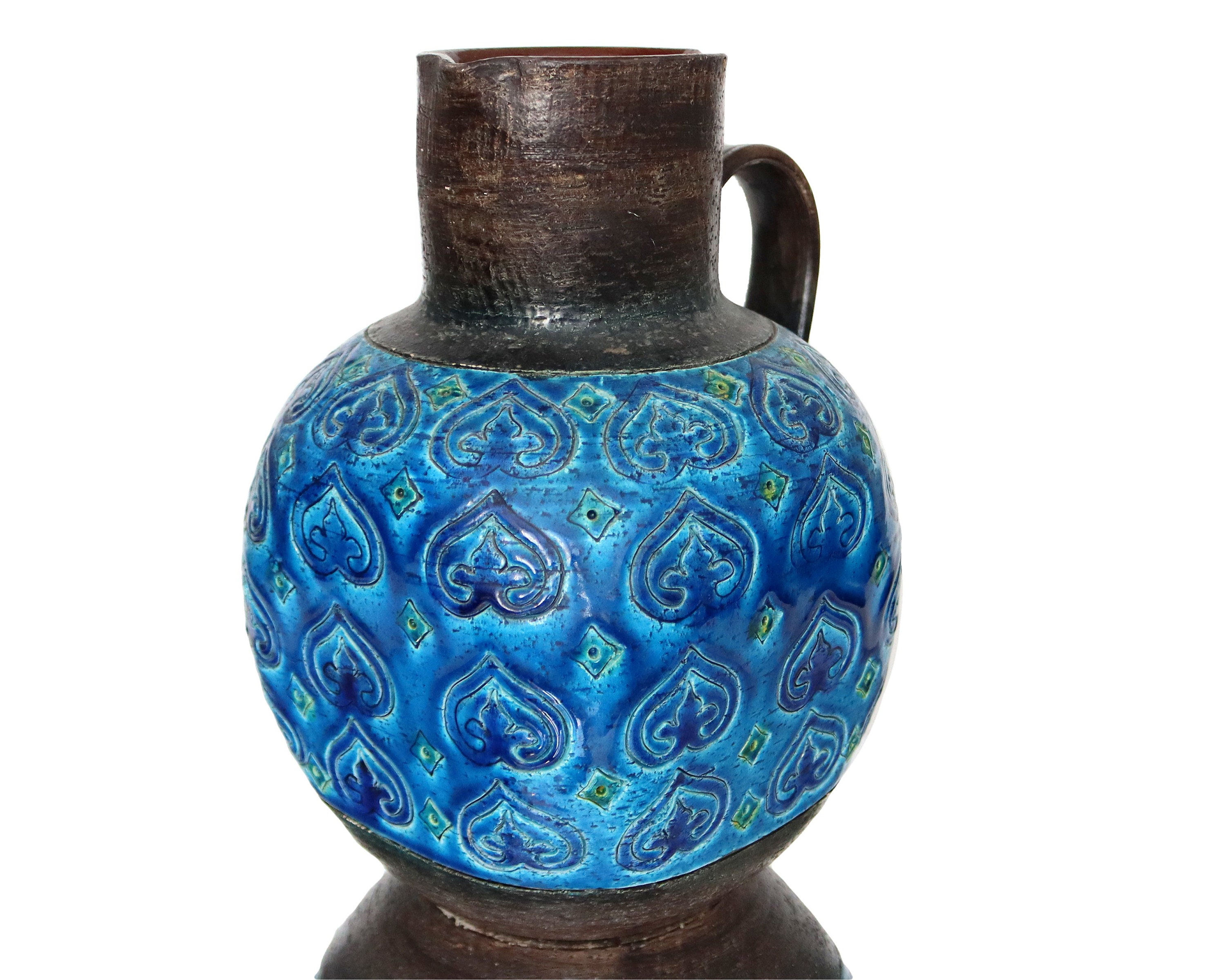 Large BITOSSI Ceramic Vase in Rimini Blue, Moresco Pattern, Italy - Etsy