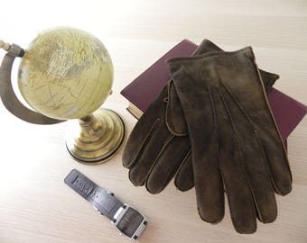 Men Deerskin leather gloves, Classic design, Made in Hungary, Dark Brown FFI3 everyday, classic style, winter autumn, xmas gift, handcrafted