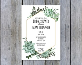 Green Succulent Wedding Shower Invitation Bridal Shower Invitation Invitación Digital Invitación Impresa