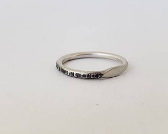 Silver Textured Stacking Ring, Personalized, 935 Argentium