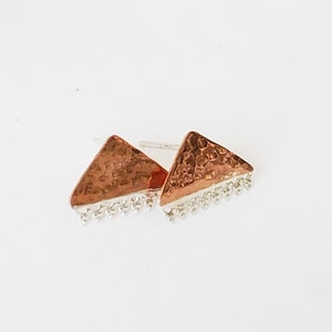 Triangle Studs, Copper Studs, Argentium Silver Earrings, Sterling Silver Earrings, Unique Earrings