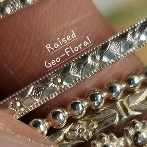 Geo-Floral Stacking Ring, .925 sterling silver band, patterned ring, patterned band, floral band, stacking Ring, wedding band