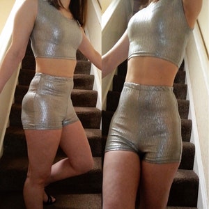 Metallic Silver or Gold Shorts & Top set