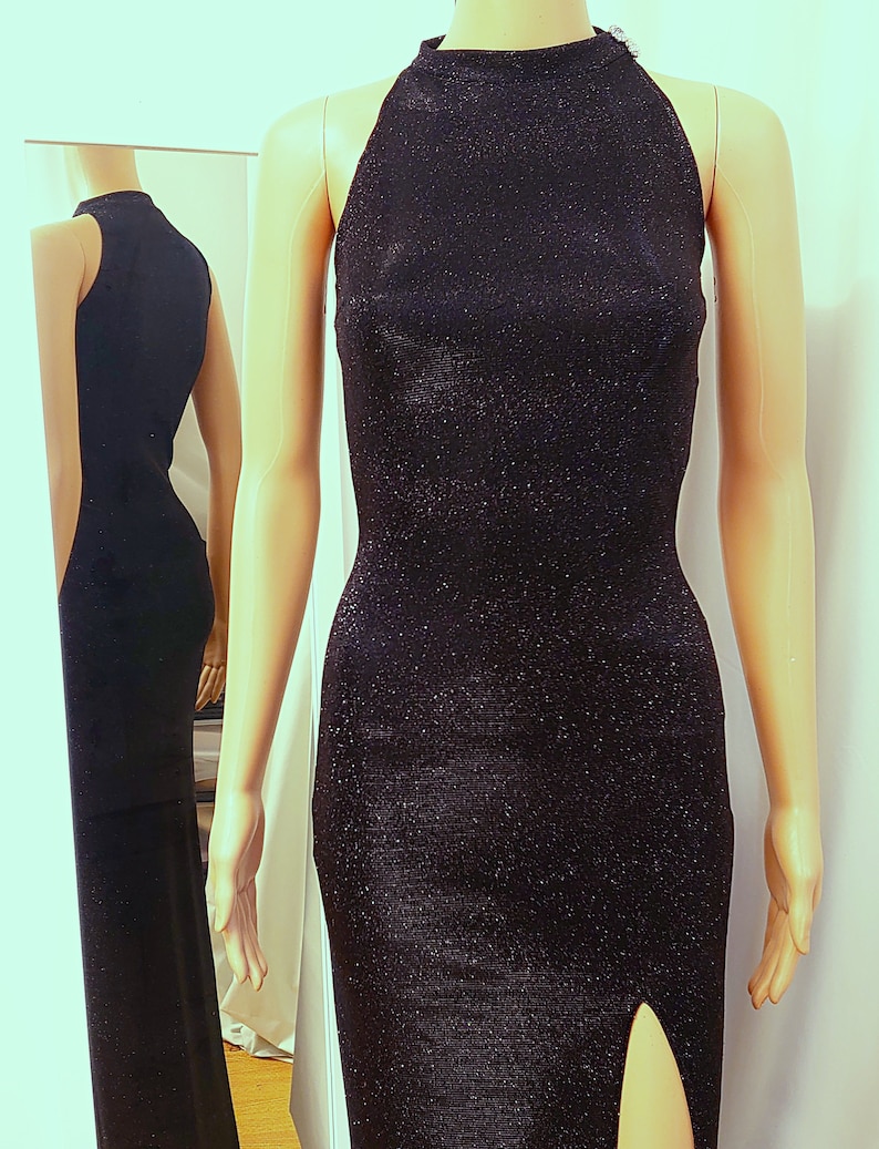 BLACK SPARKLE MAXI, Robe de soirée, Slim élégante pour les soirées formelles, paillettes métalliques image 4