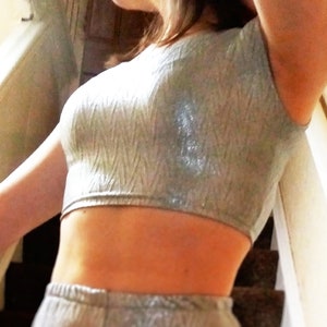 Sexy Metallic Silver or Gold Crop Top for Party