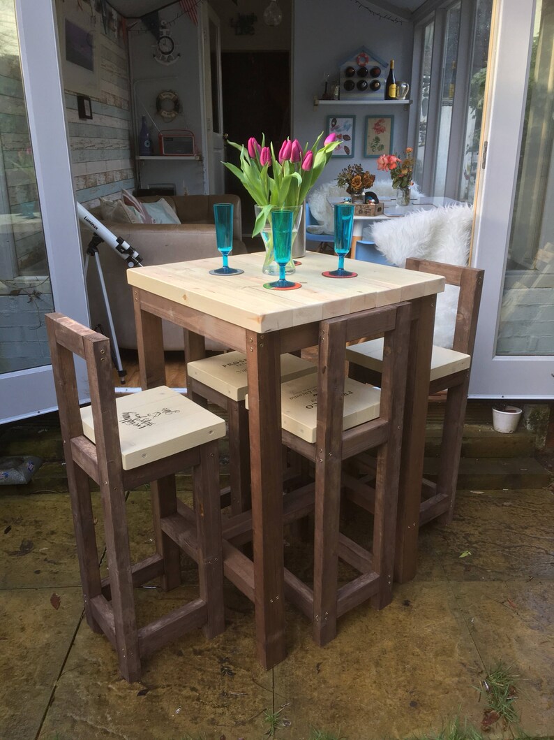 Handmade Bar Stools and Poseur Table Etsy