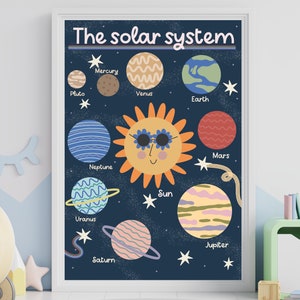 Bright and Colorful Solar System Kids Print, Wall Art Decor, Boys Room, Astronomy