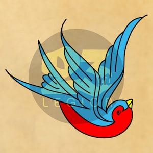 Swallow - Old School Traditional Tattoo Styled Vinyl Decal
