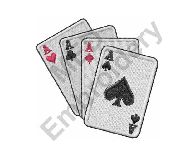 Cards Machine Embroidery Design Playing Cards Etsy