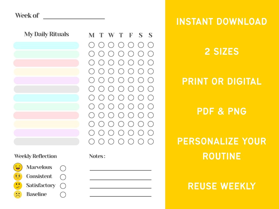 Weekly Habit Tracker Printable | Daily Rituals | Goal Planner (digital ...