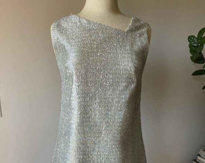 Vintage 1960s Metallic Silver Foil Dress Asymmetrical Shiny - Etsy