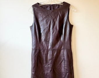 vintage 90s purple leather shift dress size med