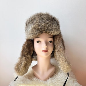 Vintage Bomberjacke, Trapper Hut, Hut aus Leder, Fliegermütze aus Leder