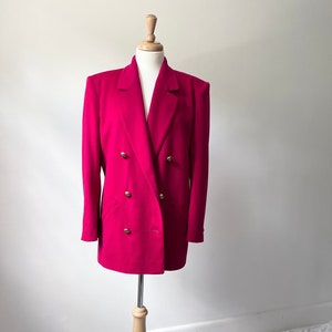 blazer vintage in cashmere rosso taglia media, blazer fidanzato doppio petto, blazer oversize in stile maschile