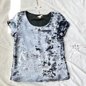 sequin short sleeve top, summer party blouse, formal sequin top