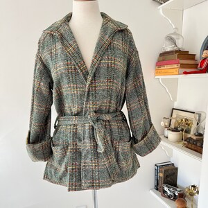 Vintage green plaid wool jacket size small