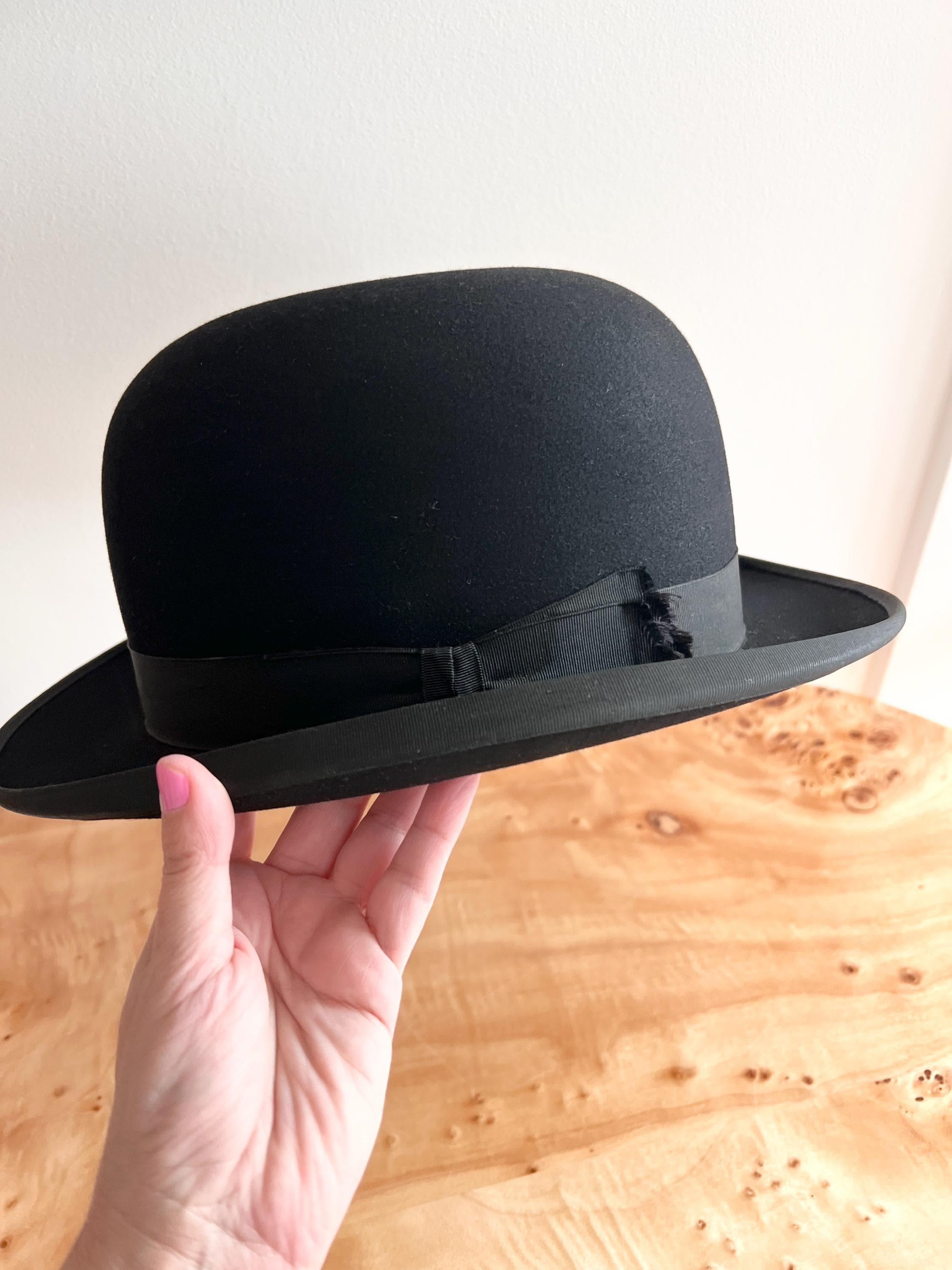 Antique John B Stetson Black Fur Felt Bowler - Etsy