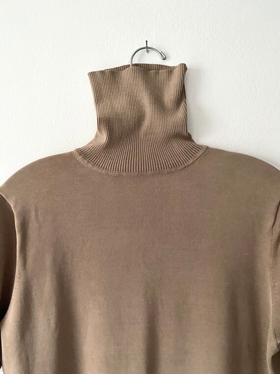 Vintage silk tan turtleneck size medium, Minimali… - image 8