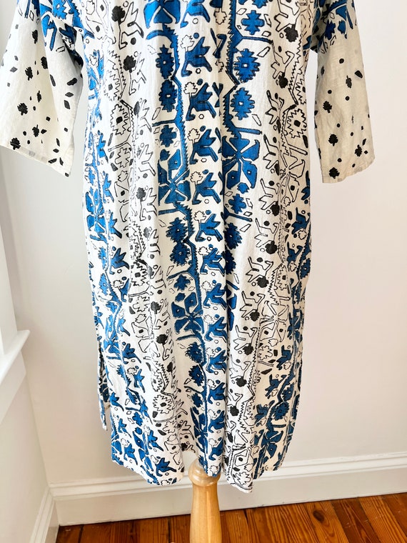 vintage block print kaftan size small, ethnic pri… - image 10