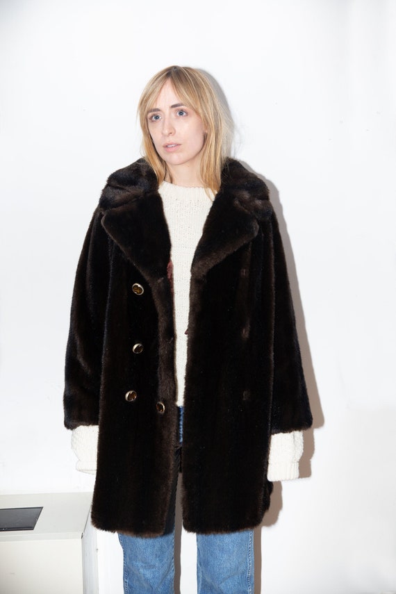 Vintage Brown Faux Fur Coat 60s Vegan Teddy Bear Size Denmark Vintage Brown Faux Fur Coat 60s Vegan, Vegan Fur Coat French Connection