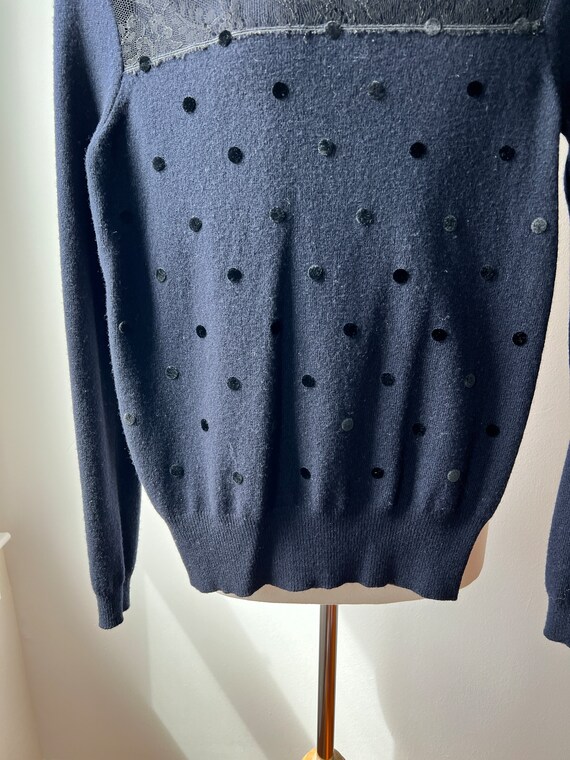 Valentino lace and polka dot cashmere wool sweate… - image 8