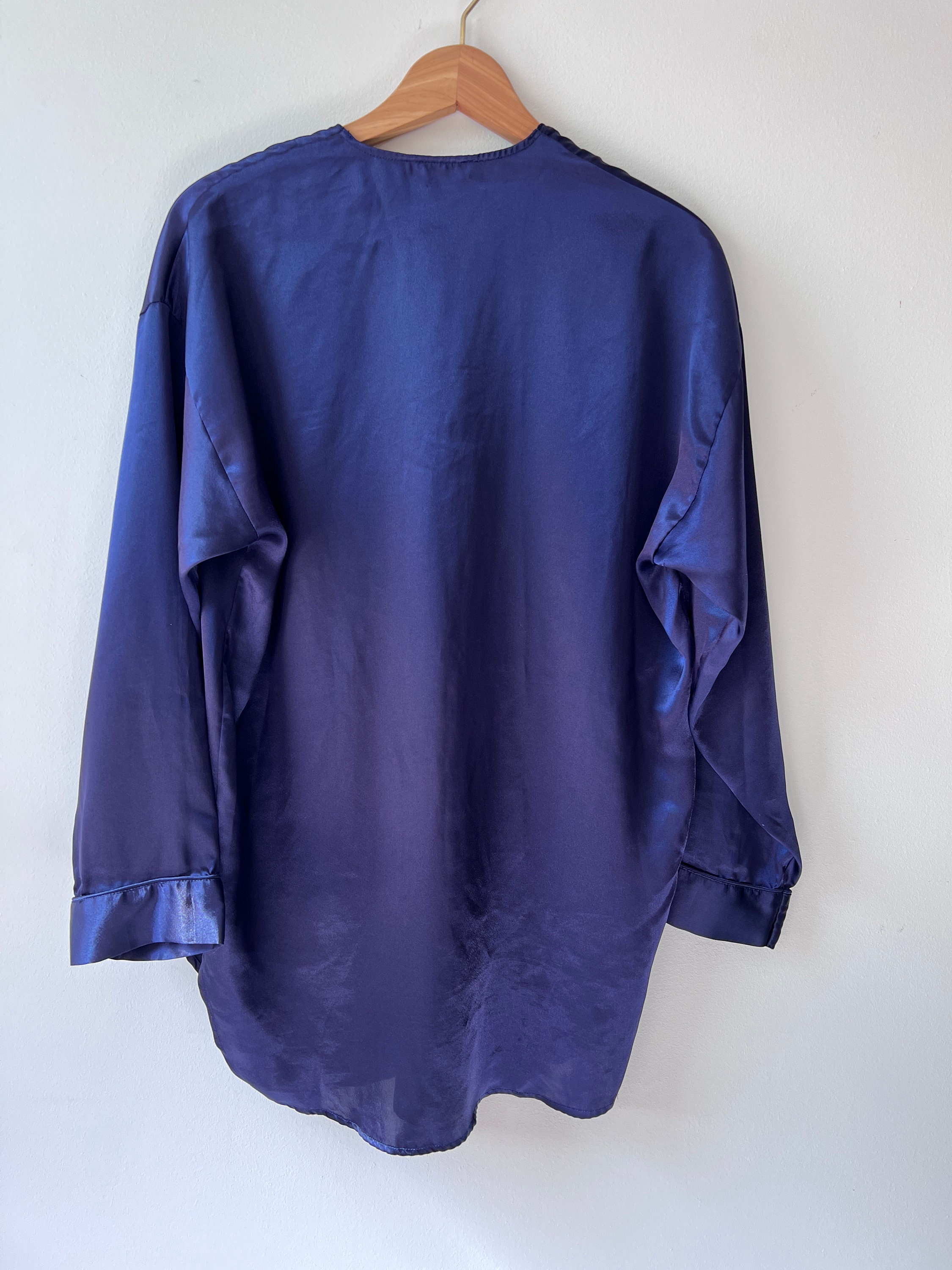 Vintage 80s Victorias Secret Gold Label Blue Night Shirt Vintage 80s Victorias Secret Gold Label Blue Night Shirt
