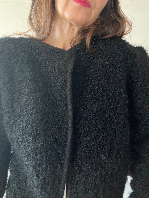 Vintage black mohair wool cardigan size small, fu… - image 10