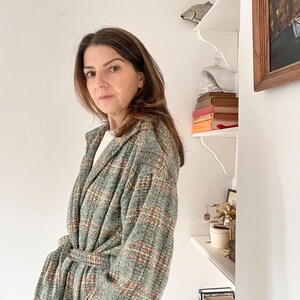 Vintage 70s green plaid wool jacket size small