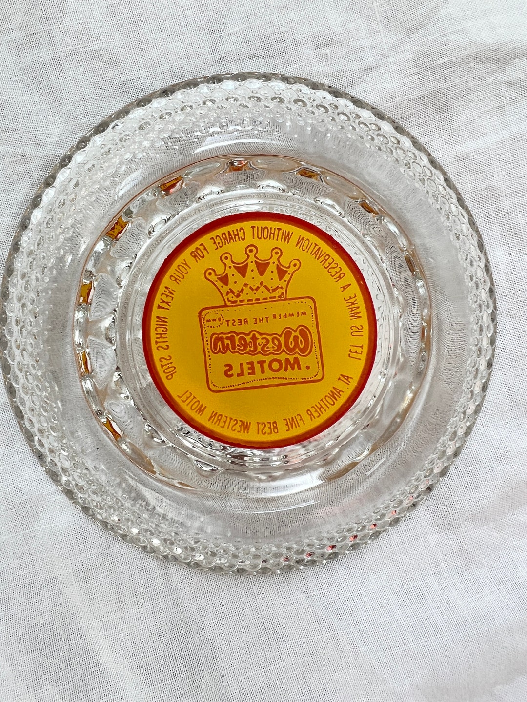 USA ヴィンテージ 灰皿 ベストウエスタン モーテル アメリカ 小物入れ Vintage BEST WESTERN Souvenir Glass Ashtrays Set of Two, Cut Glass