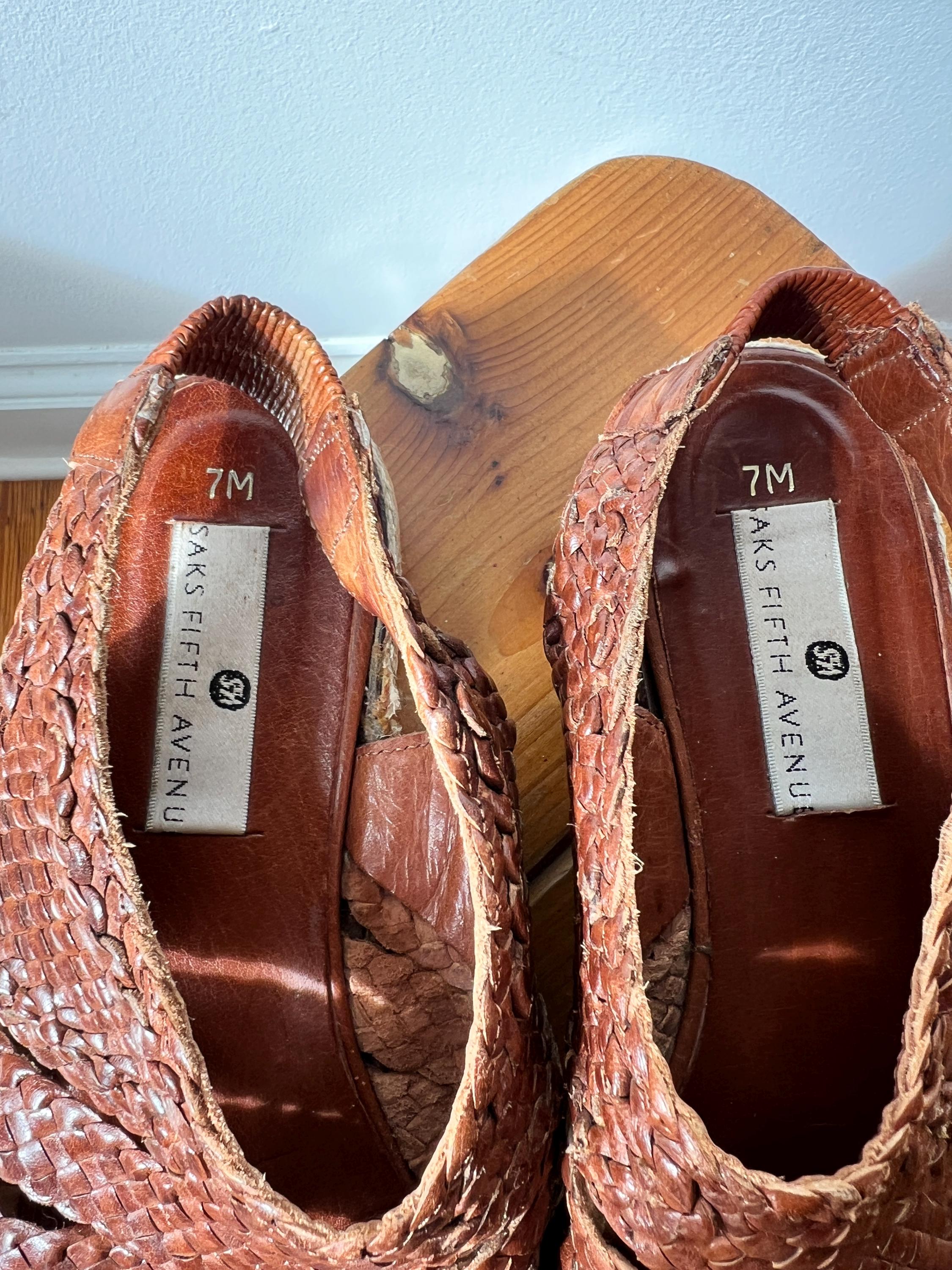 Vintage Woven Leather Huarache Sandals: Saks Fifth Avenue 