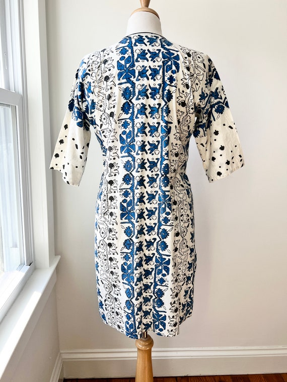 vintage block print kaftan size small, ethnic pri… - image 9