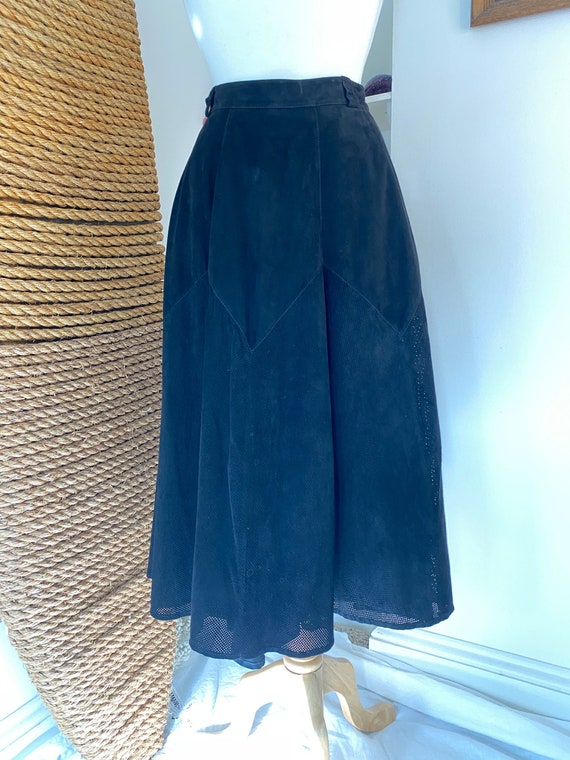 Vintage 90s black suede maxi skirt size medium, p… - image 7