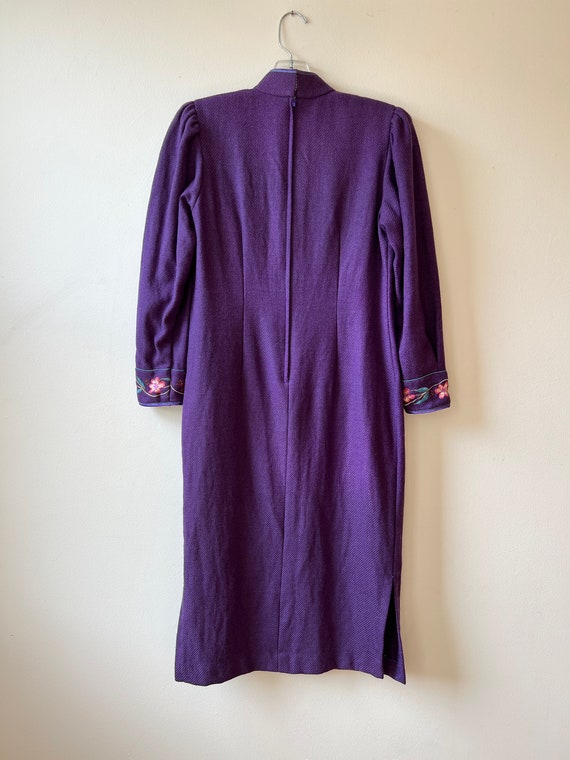 vintage purple cheongsam floral embroidered dress… - image 8
