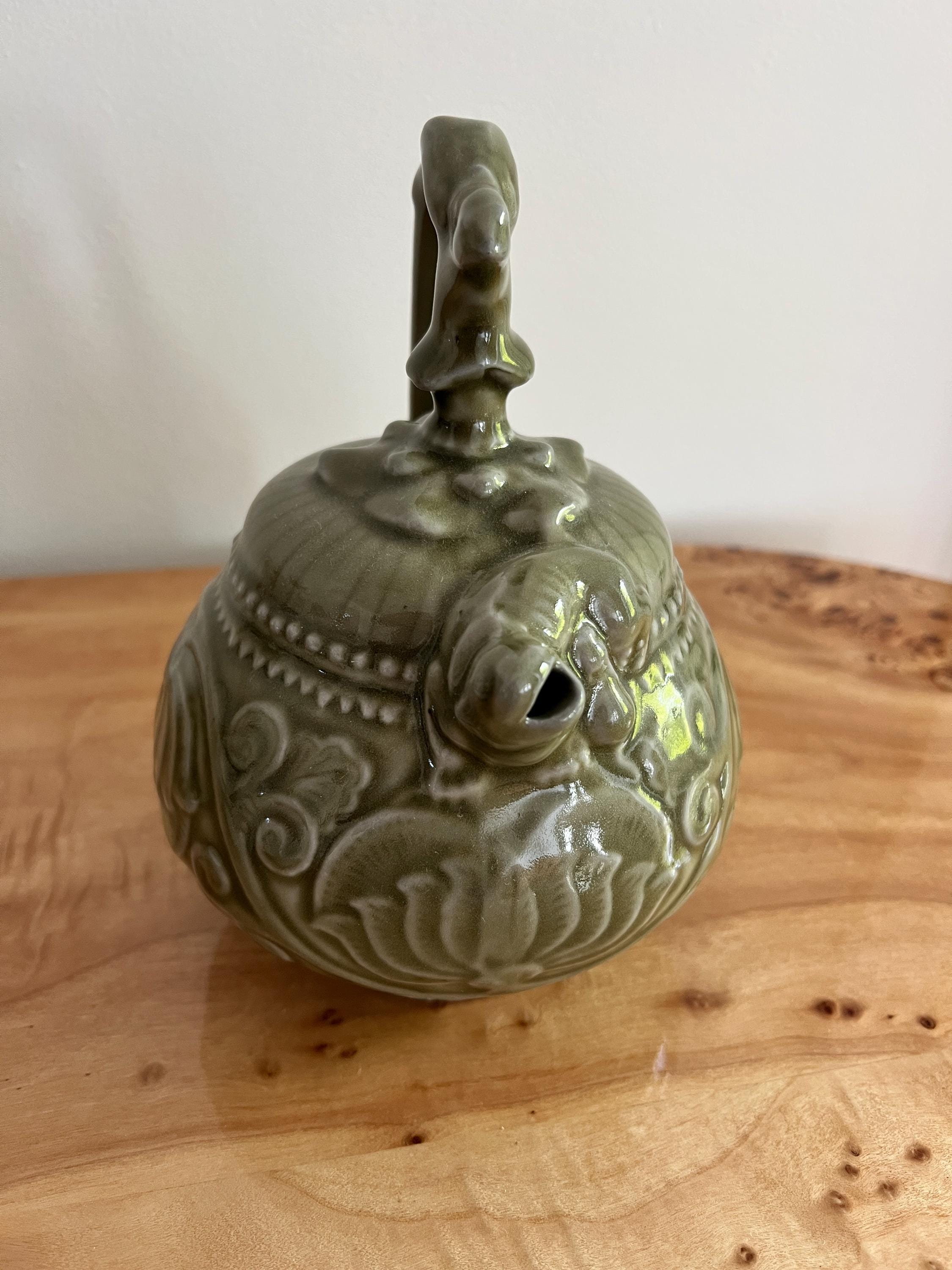 ヴィンテージ 青磁磁器 耀州 逆流式急須 獅子豹 - Etsy 日本