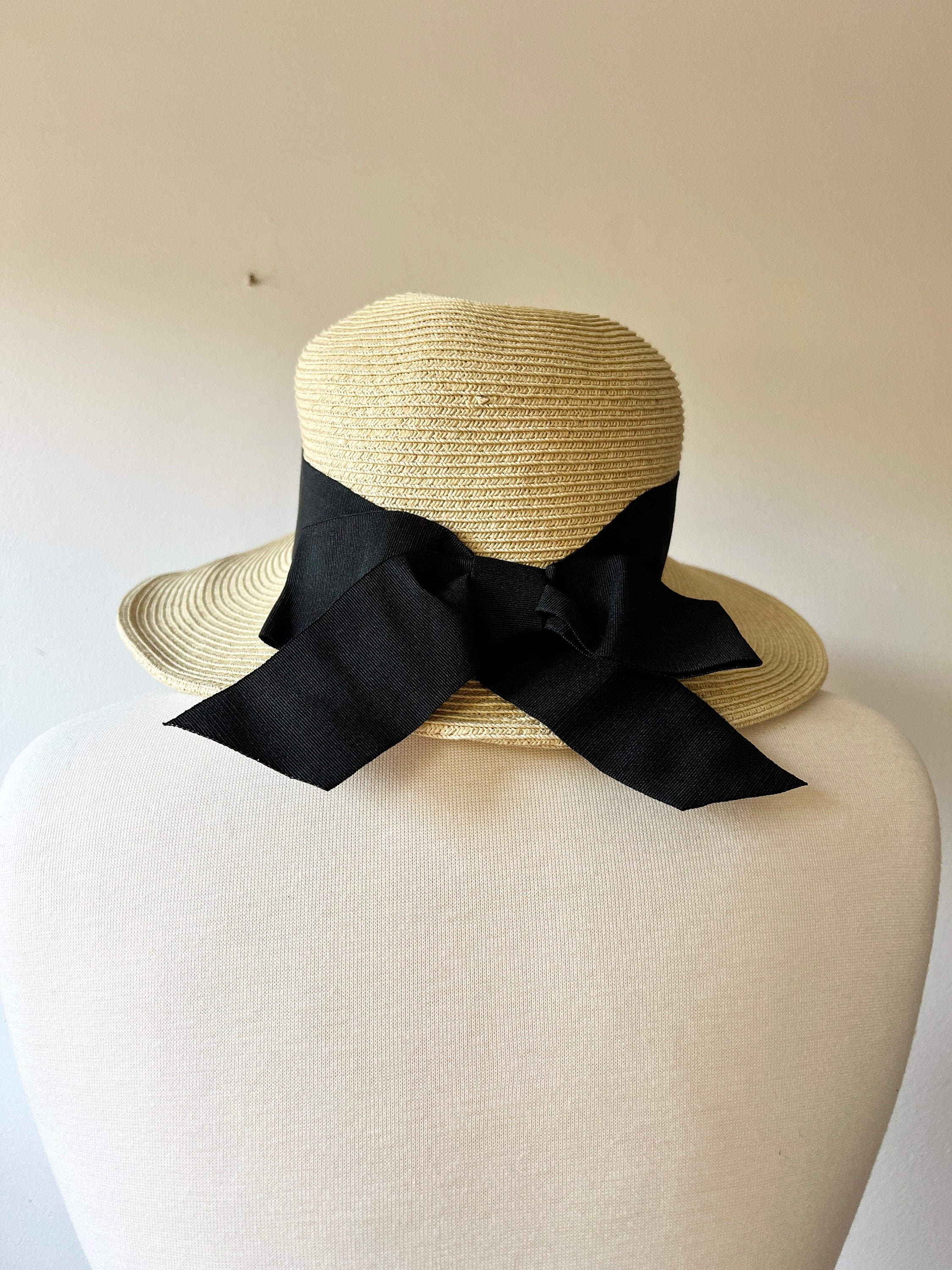 Vintage Scala Straw Hat With Black Grosgrain Ribbon, Straw  display picture 2