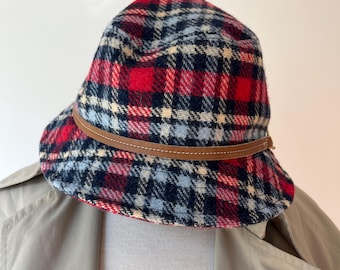 Vintage Coach Plaid Wool Bucket Hat Size Small, Winter Plaid 