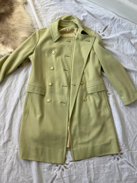 Vintage 60s mint green mod coat, pastel green dou… - image 3