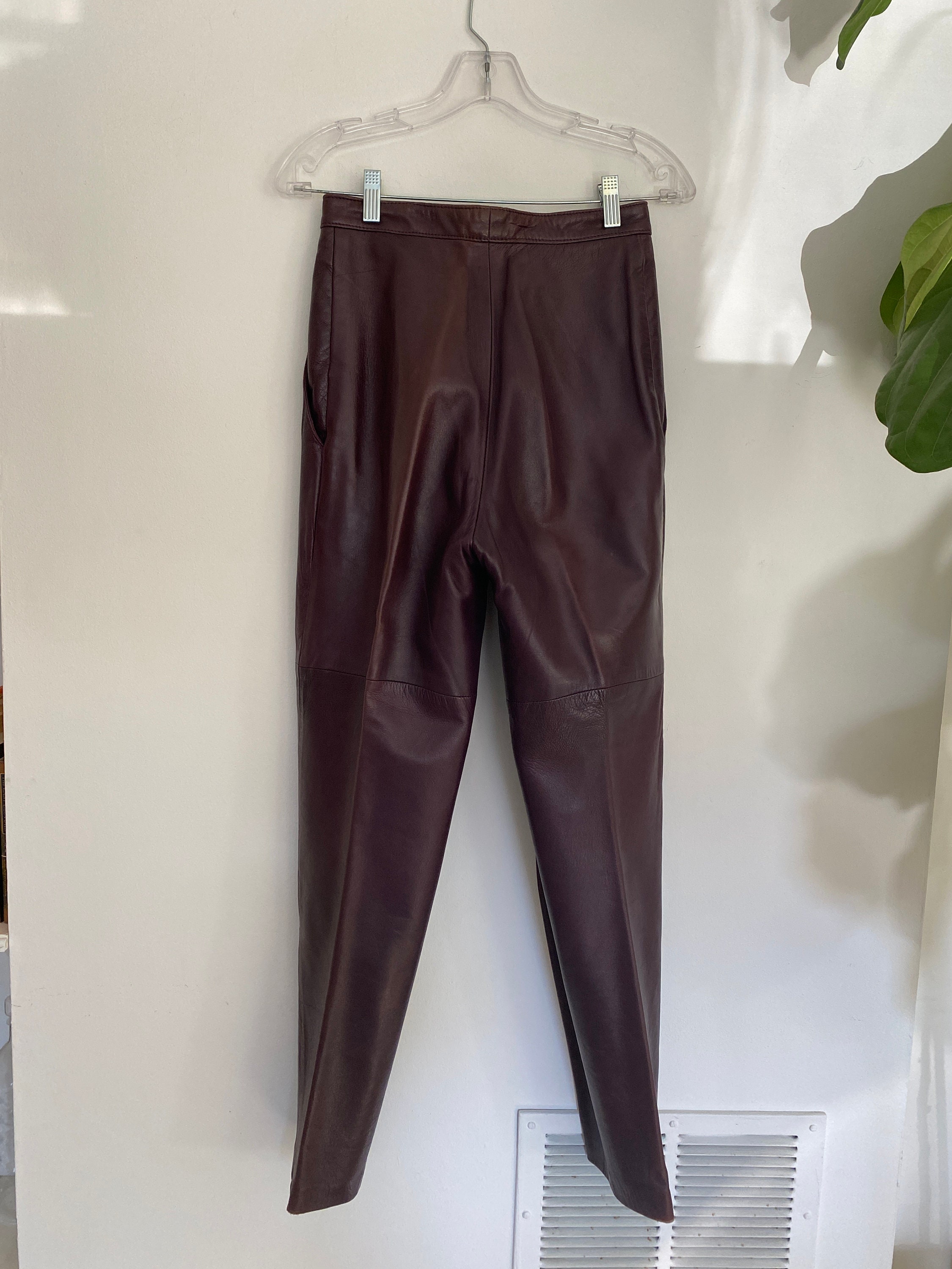 Vintage 80s Purple Leather Pants Size Small High Waisted - Etsy