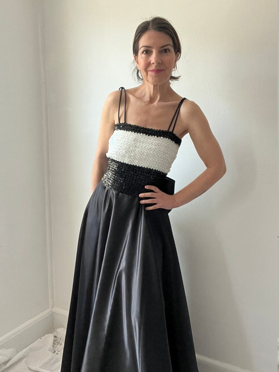 black and white striped sequin dress Zig Zag Sequin Midi Dress: sequins, black, white, monochrome, fringe, unique, designer, one off