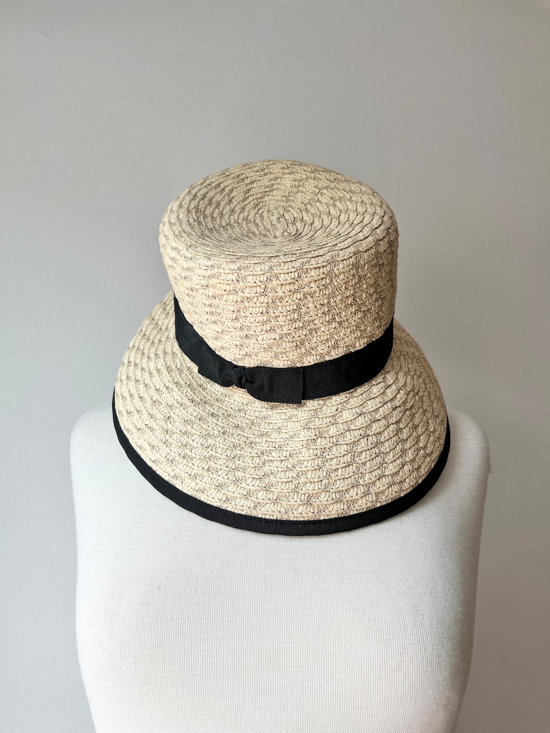 Buy Vintage Betmar Straw Hat With Black Grosgrain Ribbon, Straw Beach Hat,  Wide Brimmed Sun Hat Online in India
