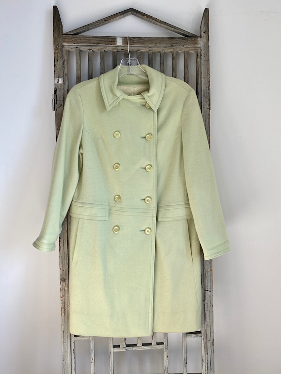 Vintage 60s mint green mod coat, pastel green dou… - image 5