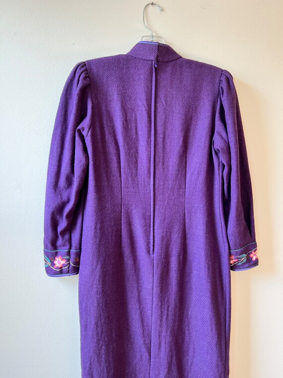 vintage purple cheongsam floral embroidered dress… - image 7
