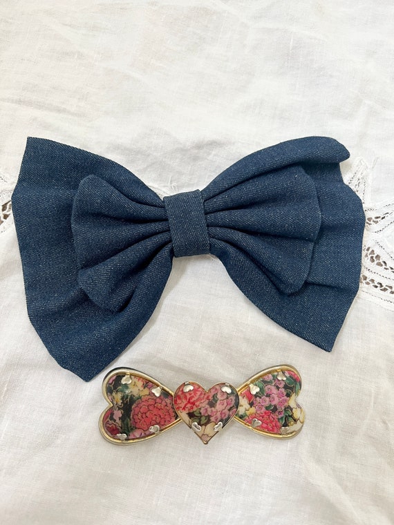 vintage bow hair barrettes set of two, coquette h… - image 2