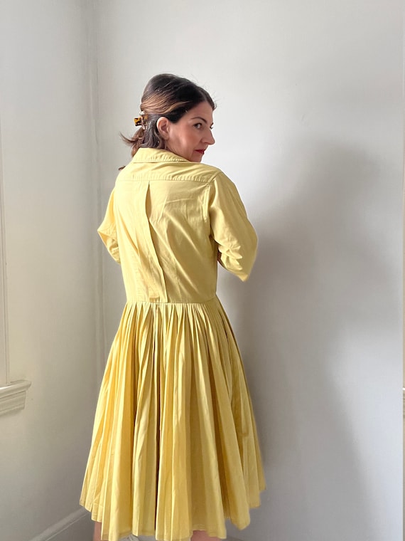 Vintage 50s yellow shirtdress size small, summer … - image 5